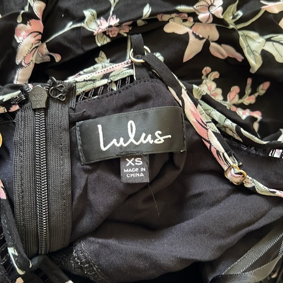 Lulus Esperanza Floral Print Side Slit Midi Dress Black Size XS - Picture 5 of 7